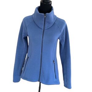 Columbia blue full zip knit jacket with stand up collar size XS